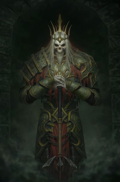 ArtStation - Diablo Immortal：The Skeleton King Undead King Fantasy Art, Skeleton King Fantasy Art, Diablo Fanart, Diablo Characters, Diablo Art, Diablo Immortal, Undead Army, Skeleton King, Dead King