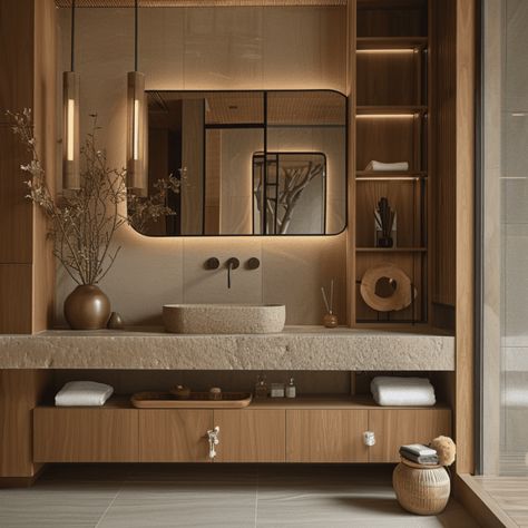 7 Secrets to Crafting a Luxurious Japandi Bathroom: Elevate Your Home with Timeless Style & Comfort - axxla interior design Airbnb Bathroom Ideas, Japandi Toilet, Luxurious Bathroom Ideas, Japandi Bathroom Design, Japandi Aesthetic, Master Room Design, Japandi Bathroom, Modern Boho Bathroom, Suite Bathroom