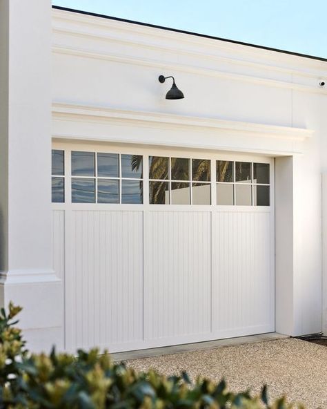 Heritage Building Group on Instagram: "It’s giving classic Hamptons. We love the garage at our Brighton House project. #hamptons #hamptonshouse #garage" Hamptons Garage Door, Hampton Garage Door, Hamptons Carport, Hamptons Garage, Brick Hamptons Facade, Hampton Exterior Wall Lights, Hamptons Pool, Timber Garage Door, White Garage Doors