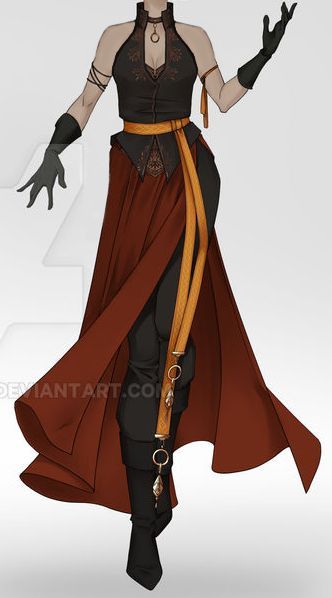 Cool Outfits For Characters, Fantasy Performer Outfit, D&d Outfit Ideas, Game Clothes Design, Cool Fantasy Outfits Drawing, Traveler Outfits Drawing, Fantasy Villian Outfits, Casual Fantasy Outfits Drawing, Fantasy Rouge Outfit