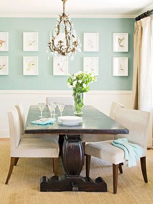 Simple. Chic + Southern: Inspiration: Aqua Dining Room Green Dining Room, Diy Wainscoting, Casual Dining Rooms, Dining Room Colors, Dining Room Inspiration, Formal Dining Room, Dining Room Design, Room Colors, Room Table