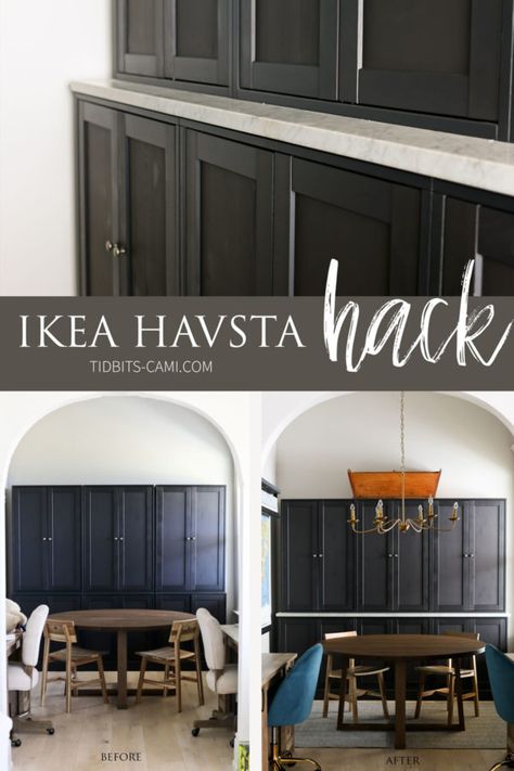 Ikea Havsta Hack, Havsta Hack, Ikea Buffet, Ikea Kitchen Cabinet, Ikea Havsta, Ikea Wall Cabinets, Ikea Pantry, Cabinet Hack, Ikea Dining Room