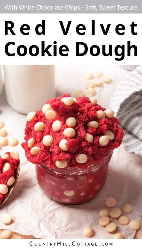 Piping Cookies Dough, Red Velvet Cookie Dough Edible, Edible Red Velvet Cookie Dough, Cookie Dough Flavors, Red Velvet Cookie Dough, Edible Cookie Dough Healthy, Edible Dough, Crushed Oreo, Edible Cookie Dough Recipe