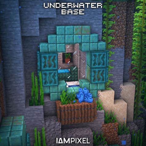 Minecraft Water House, Minecraft Underwater House, Underwater Base, Minecraft Underwater, Aesthetic Minecraft Builds, Underwater House, Minecraft Room, Minecraft Furniture, Minecraft Construction