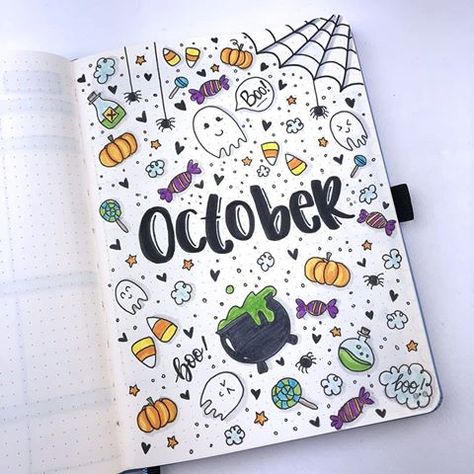 Bullet Journal October, Bullet Journal Month, Bullet Journal 2020, Bullet Journal 2019, Bullet Journal Cover Ideas, Bullet Journal Mood, Bullet Journal Aesthetic, Bullet Journal Notebook, Bullet Journal Design Ideas