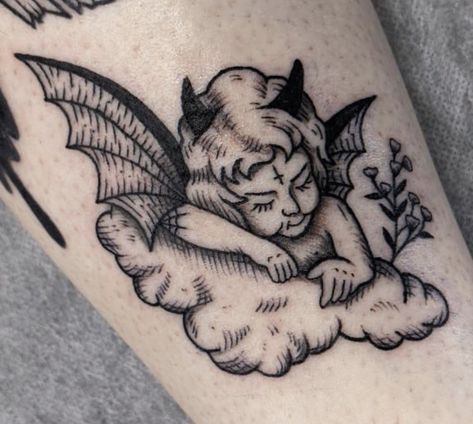 Georgia Tattoos, Fam Tattoo, Cherub Tattoo, Devil Tattoo, Latest Tattoos, Gothic Tattoo, Horror Tattoo, Time Tattoos, Tattoo Flash Art