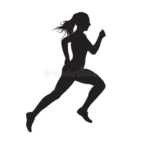 Running woman side view vector silhouette vector illustration Running Side View, Woman Side View, Runner Silhouette, Running Woman, Running Tattoo, Vector Silhouette, Silhouette Illustration, Side View, Running Women