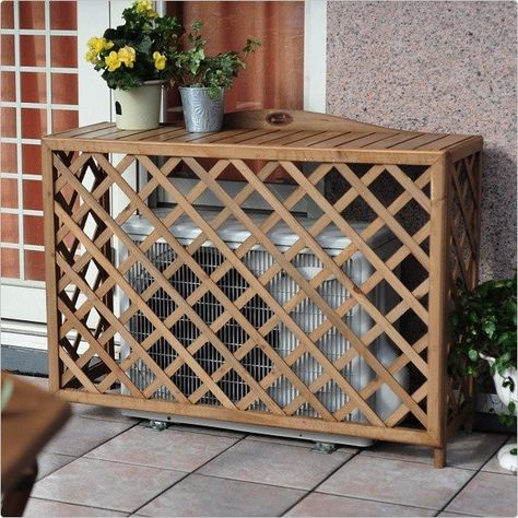 Outdoor Unit Cover, Air Conditioner Screen, Air Conditioner Cover Outdoor, Small Balcony Ideas Apartment Diy, Balcony Ideas Apartment Diy, Dream Backyard Garden, Air Conditioner Covers, Air Conditioner Cover, Balcony Ideas Indian