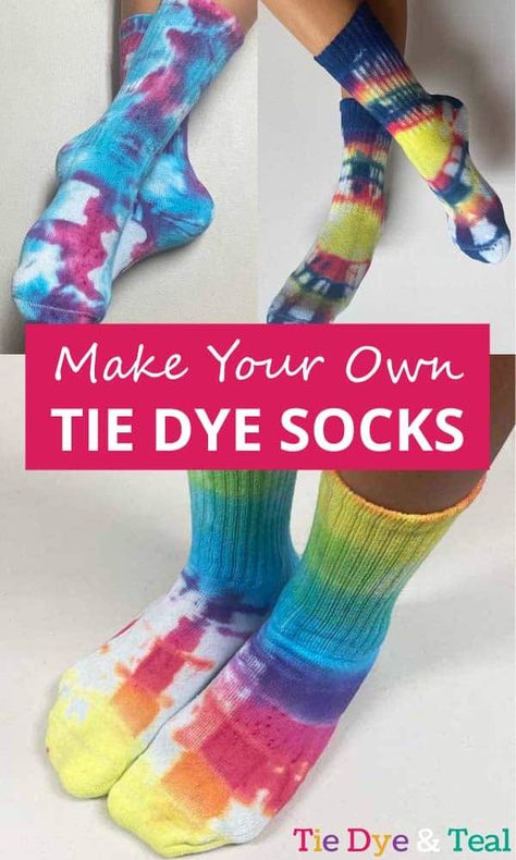 How To Dye Socks, Dye Socks Diy, Easy Tye Dye Patterns, How To Tie Dye Socks, Diy Tie Dye Socks, Tye Dye Patterns Socks, Sock Tie Dye, Sharpie Tie Dye Socks, Clothing Makeovers