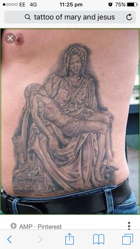 La Pieta Tattoo, Pieta Tattoo, Exterior Murals, Rv Exterior, Paradise Tattoo, Heart Tattoos, Jesus Tattoo, Religious Tattoos, Badass Tattoos