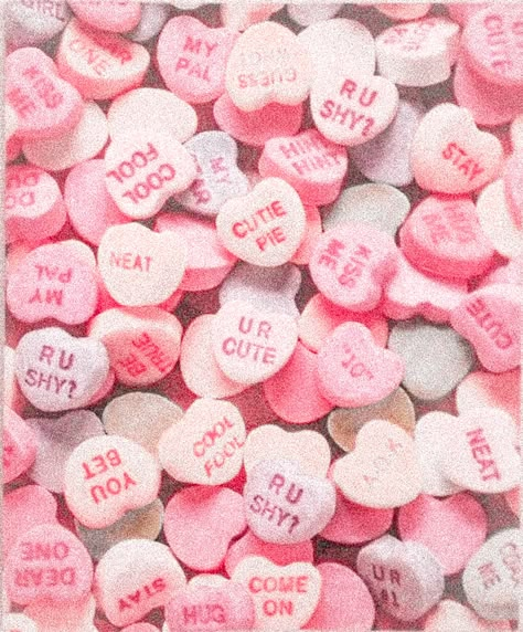 Pink Valentine’s Day Aesthetic, Girly Valentines Aesthetic, Valentines 90s Aesthetic, Conversation Heart Aesthetic, Valentine’s Day Iphone Aesthetic, Valentine Aethestic, Valentines Day Aesthetic Vintage Pink, Conversation Hearts Aesthetic, Valentines Vibes Aesthetic