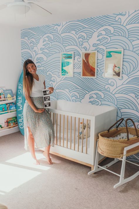 Beach Baby Rooms, Hawaiian Nursery, Maddie Castellano, Surfer Nursery, Ideas Habitacion, Shark Nursery, Surf Nursery, Ocean Themed Nursery, Ocean Room