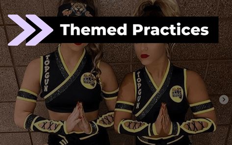 60 Themed Cheer Practice Ideas - The Cheer Kin Theme Practice Ideas Cheerleading, Practice Themes Cheerleading, Cheer Pom Poms Aesthetic, Cheer Themed Practice Ideas, Cheer Practice Themes Ideas Fun, Usa Cheer Theme, Cheer Practice Ideas, Cheer Practice Themes, Pom Poms Aesthetic