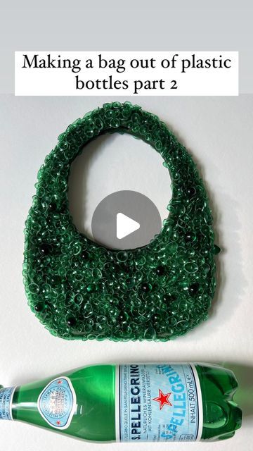 57K views · 7.1K likes | Atelier Paula Votteler on Instagram: "Part two of how I made a bag out of plastic bottles ♻️ I really like the green colour and I just love the result! 

#reducereuserecycle #reducewaste #reduceplastic #upcycling #recycle #recycling #plastic #plasticbottle #diy #doityourself #imadethis #sustainability #sustainablefashion #sustainabledesign #embroidering #embroidery #sequins #diybag #sanpellegrino" Sequin Bag Diy, Fany Videos, Recycled Handbag, Recycling Plastic, Recycled Plastic Bags, Reduce Reuse Recycle, Bottle Bag, Green Colour, Sustainable Design