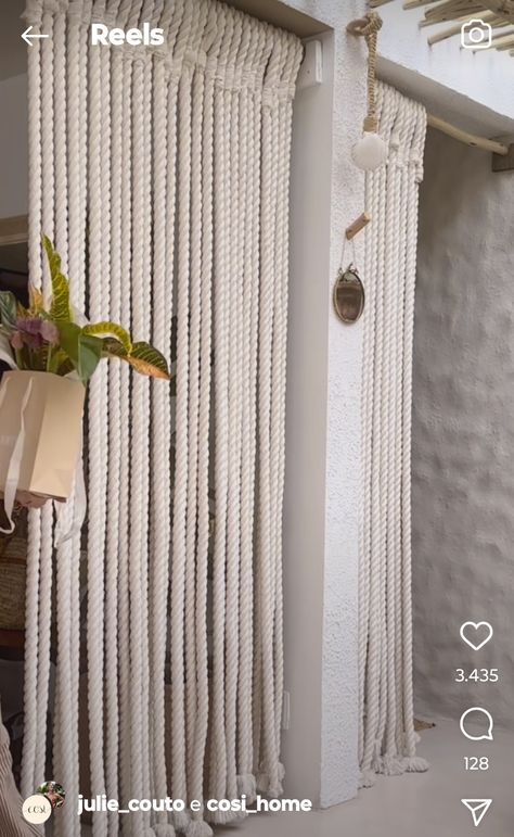 Rope Partition Ideas, Outside Curtains, Burgundy Bedroom, Rope Curtain, Driftwood Wall Art, Macrame Wall Hanging Diy, Hanging Diy, Dressing Area, Wall Hanging Diy