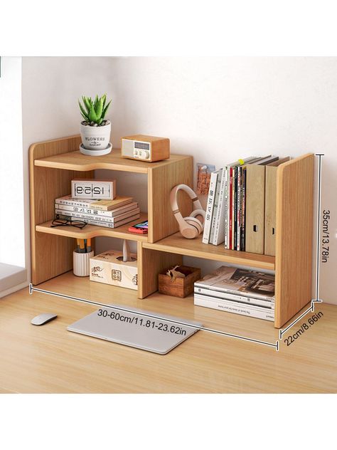 Wood Desk Storage Organizer, Expandable Desktop Display Shelf Rack, Multipurpose Bookshelf for Office & Home, Desktop Stand Bookshelf, Office Storage Rack - Two Color OptionsI discovered amazing products on SHEIN.com, come check them out! Office Supply Storage, Desktop Bookshelf, Magazine Storage, Bookshelf Storage, Storing Books, Stylish Desk, Bookshelf Desk, Desktop Organizer, Table Shelves