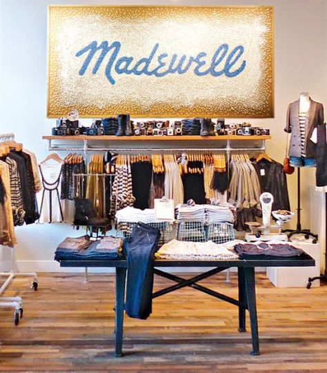 Madewell (Soho). Affectionately nicknamed "J. Crew's little sister," Madewell masters cool downtown style. Nyc Guide, Cup Of Jo, Clothing Displays, Retail Merchandising, Nyc Shopping, Retail Store Design, Store Fixtures, Retail Interior, Fashion Marketing