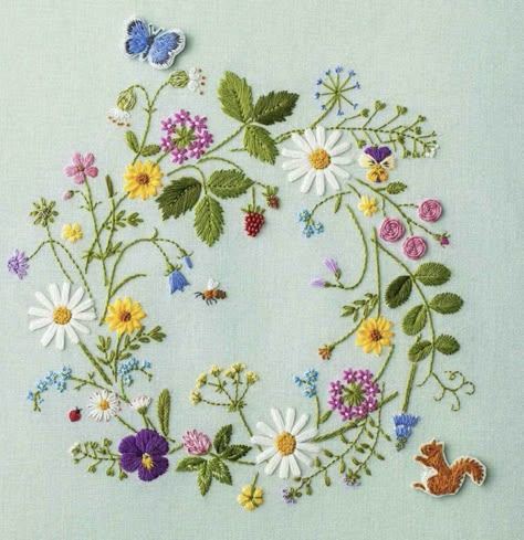 Herb Embroidery, Pola Sulam, Brazilian Embroidery, 자수 디자인, Silk Ribbon Embroidery, Crewel Embroidery, Flower Embroidery Designs, Hand Embroidery Stitches, Embroidery Craft