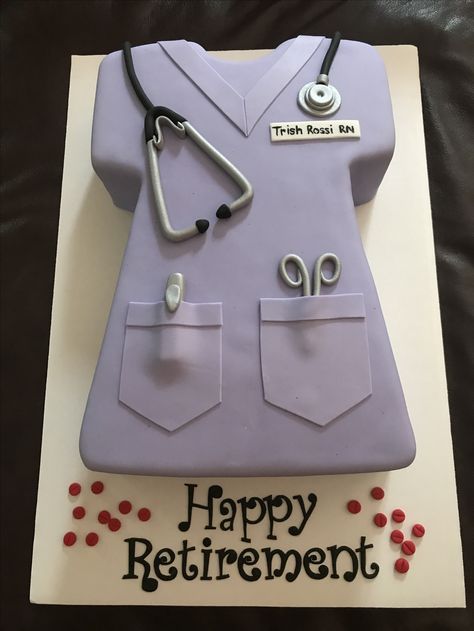 Nurse Scrubs Retirement Cake Retired Nurse Cake, Retirement Cake For Nurse, Nurse Retirement Cake Ideas, Nursing Retirement Cake, Nurse Graduate Cake, Nursing Cake Ideas, Nursing Retirement Party Ideas, Nurse Graduation Cake Ideas, Nurse Cake Ideas Simple