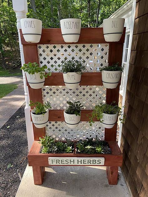 21 Vertical Herb Garden DIYs Perfect for Any Home Outdoor Herb Garden, Herb Wall, Diy Herb Garden, Vertical Herb Garden, Aesthetic Garden, Indoor Herb Garden, Garden Aesthetic, Herbs Indoors, Home Vegetable Garden