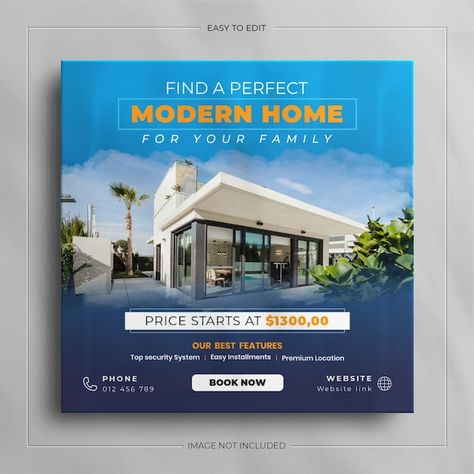 Properties Social Media Design, Real Estate Banner Design Social Media, Realestate Social Media Posts, Property Design Social Media, Property Social Media Design, Real Estate Social Media Posts Design, Real Estate Poster Design Creative, House Poster Design, Real Estate Social Media Posts Ideas