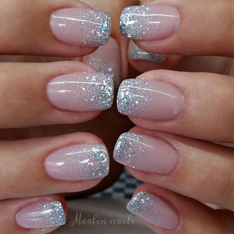 Glitter Tip Nails, Nagel Design, Glitter Gradient, Valentine Nails, Sparkle Nails, Bride Nails, Gradient Nails, Nagel Inspo, Nail Designs Glitter