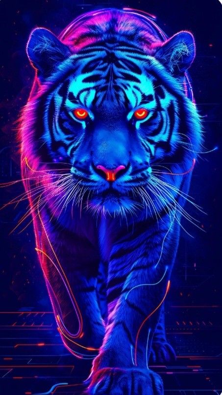 Neon Animal Wallpaper, Neon Animals, Betty Boop Posters, Big Cats Photography, Types Of Dragons, Tiger Wallpaper, Il Re Leone, Dark Fantasy Artwork, Big Cats Art