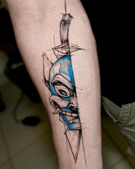 Zuko Blue Spirit Tattoo, Blue Spirit Avatar Tattoo, Zuko Tattoos, Blue Spirit Tattoo, Zuko Tattoo, Appa Tattoo, Atla Tattoo, Alchemy Tattoo, Avatar Tattoo