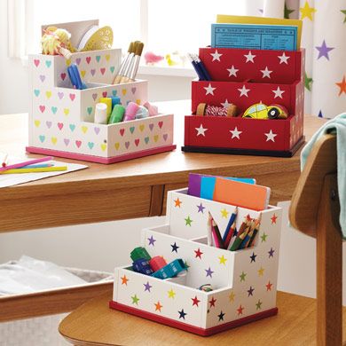 Desk Tidy - Rainbow Star Kids Desk Organization, Colored Pencil Holder, Bedroom Organisation, Children's Desk, Kids Desks, Childrens Desk, Wooden Desk Organizer, Kids Desk, Diy Crafts For Girls