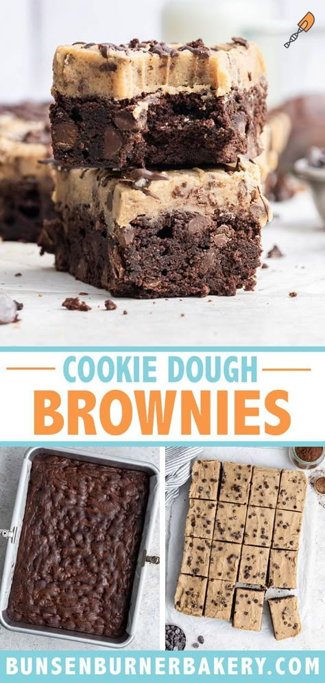 Chocolate Chip Cookie Dough Brownies, Brownie Vegan, Smores Dessert, Cookie Dough Brownies, Resep Brownies, Gluten Free Chocolate Chip, Dessert Dips, Brownies Recipe, Brownie Cookies