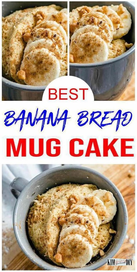 BEST banana bread mug cake recipe you will want to try. Easy homemade banana bread in a mug. Great Fall food recipe & perfect for college dorm room food. Make for snacks, breakfast or desserts Healthy Banana Bread In A Mug, Banana Bread Mug Recipe, Banana Mug Cake Microwave Healthy, Banana Bread In A Mug Recipe, Banana Bread Mug Cake Microwave, Mug Cake Banana Bread, Microwave Banana Recipes, Banana Microwave Dessert, Banana Cake In A Mug