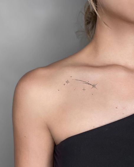 Stars Tattoo Back Shoulder, Falling Star Tattoo, Star Tattoo On Shoulder, Star Tattoo Ideas, Small Star Tattoos, Pregnancy Skincare, Skincare For Oily Skin, Star Tattoo Designs, Acne Mask