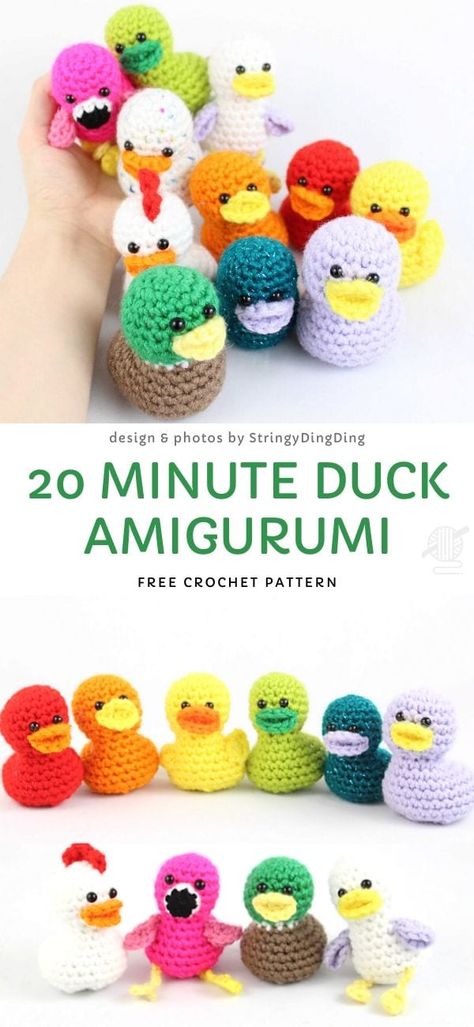 Duck Amigurumi, Cute Amigurumi, Crochet Mignon, Confection Au Crochet, Crochet Gratis, Crochet Animals Free Patterns, Amigurumi Ideas, Crochet Amigurumi Free, Fun Crochet Projects