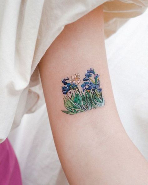 Van Gogh Tattoo Ideas, Van Gogh Tattoo, Van Gogh Flowers, Flowers Tattoo, Flower Tattoos, Vincent Van Gogh, Print Tattoos, Paw Print Tattoo, Van Gogh