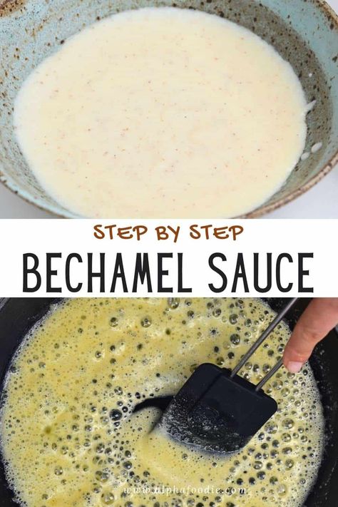 How to make bechamel sauce at home (aka white sauce) with just 3 base ingredients: flour, butter, and milk. Plus, the answers to tons of FAQs and several ways to adapt the bechamel recipe! This makes for the perfect lasagna bechamel and for other pasta, pie, and casserole dishes! Lasagna Sauce Recipe, Lasange Recipe, Lasagna Bechamel, Perfect Lasagna, Bechemel Sauce, White Sauce Lasagna, Bechamel Recipe, Bechamel Sauce Recipe, Making White Sauce