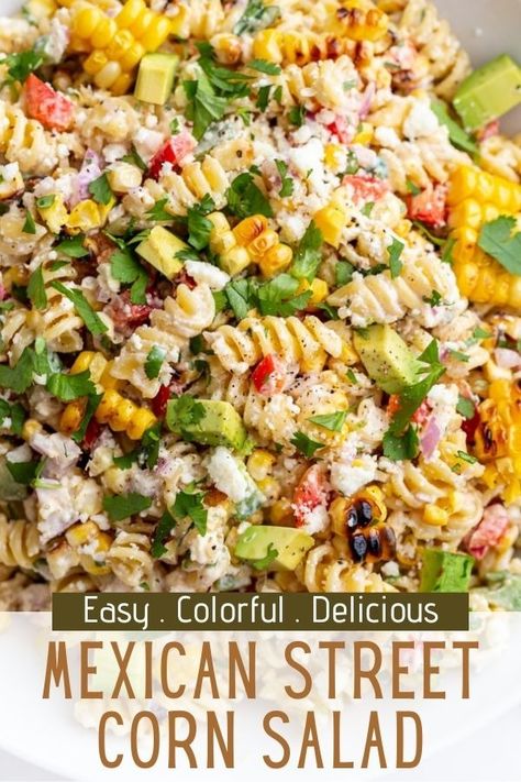 If you're a fan of Classic Mexican Street Corn then you're going to LOVE this fun twist in the form Mexican Street Corn PASTA SALAD! Mexican Pasta Salad Recipes, Mexican Street Corn Pasta Salad, Mexican Street Corn Pasta, Street Corn Pasta Salad, Street Corn Pasta, Corn Pasta Salad, Summer Pasta Salad Recipes, Mexican Pasta, Street Corn Salad