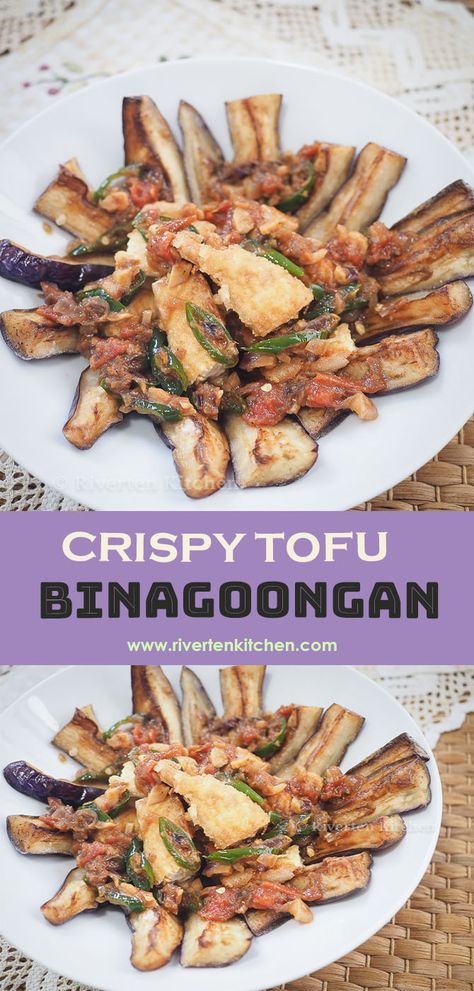 Learn how to make the perfect crispy tofu and eggplant for binagoongan. Click to find out how! Binagoongan With Eggplant, Tofu And Eggplant, Eggplant Tofu Recipe, Eggplant Recipes Easy, Meatless Dishes, Filipino Dish, Shrimp Paste, Crispy Tofu, Filipino Dishes