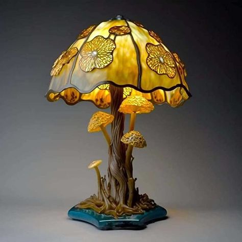 Painting Glass Mushroom Table Lamp, 5.9 Inch Hight Stained Glass Plant Series Night Light, Bohemian Resin Mushroom Decorative Bedside Lamp for Bedroom Living Room Home Office Decor Gift Colorful Table Lamp, زجاج ملون, Plant Table, Glass Mushrooms, Lampe Decoration, Light Crafts, Stained Glass Lamps, Glass Lamps, Tiffany Lamps