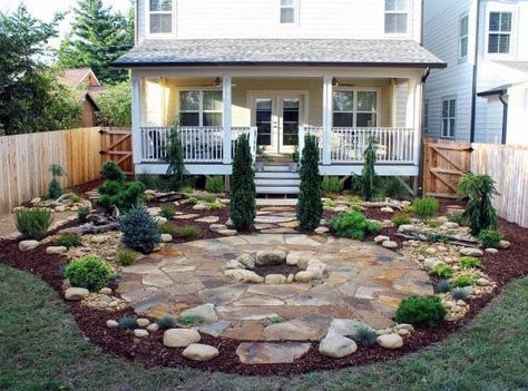 51 Flagstone Patio Ideas to Transform Your Outdoor Oasis Flagstone Patio Ideas, Flagstone Patio Design, Circle Patio, Hardscape Backyard, Curved Patio, Flagstone Pavers, Court Yard, Sloped Backyard, Stone Patio