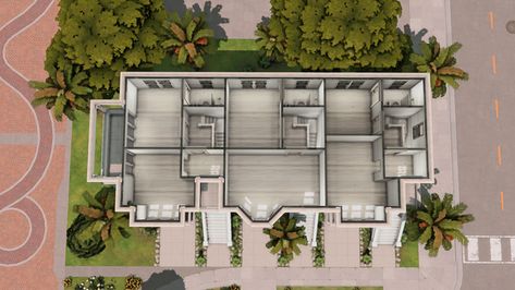 San Sequoia Townhouses | Patreon Sims Lips, Sims 4 House Building, Sims Hair, Sims 4 House, Island Living, House Building, Sims 4 Houses, Grow Together, Sims 4