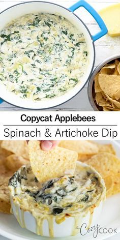 Copycat Applebees, Spinach And Artichoke Dip Recipe, The Cozy Cook, Cozy Cook, Spinach And Artichoke Dip, Artichoke Dip Recipe, Appetizers For Kids, Dip Recipes Easy, Party Appetizers Easy