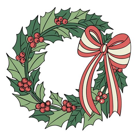 Christmas Holly Wreath Clipart Christmas Wreath Clip Art, Holly Wreaths, Christmas Wreath Image, Christmas Wreath Illustration, Christmas Clipart Free, Holly Images, Christmas Wreath Clipart, Window Paintings, Merry Berry