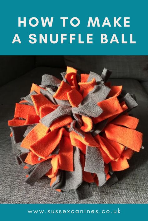 How to make a snuffle ball Sniffle Ball Dog, How To Make A Dog Snuffle Ball, How To Make Dog Ties, Puppy Diy Toys, Make Your Own Dog Toys, Diy Dog Snuffle Ball, How To Make A Snuffle Ball, How To Make A Snuffle Ball For Dogs, Diy Snuffle Ball