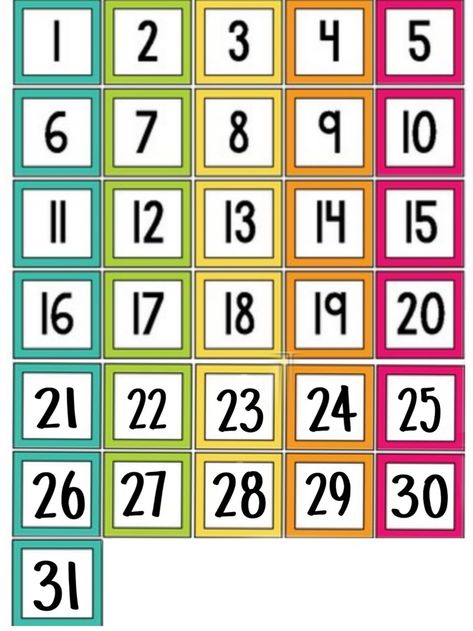 Calendar Number Printables 1-31, Zoo Activities Preschool, Printable Calendar Numbers, Classroom Jobs Display, Helper Jobs, Preschool Charts, Classroom Helpers, Calendar Numbers, Kindergarten Fun