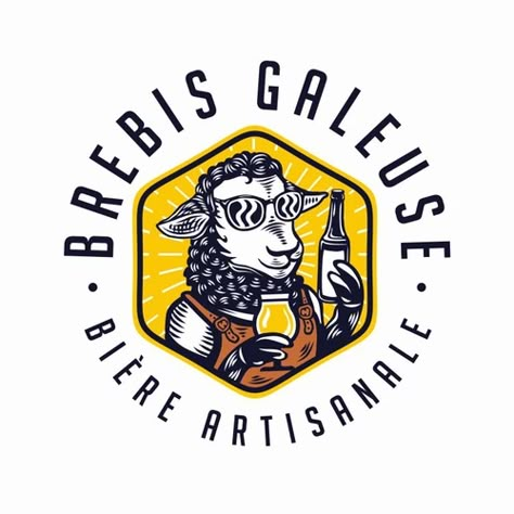 Logo design I've made for a French micro brewery called Brebis Galeuse which means Black Sheep. Brewery Logo Design, Craft Beer Logo, Beer Logo Design, 99designs Logo, Sheep Logo, Brewery Logo, Ideas Graphic Design, Brewery Design, Vintage Logos