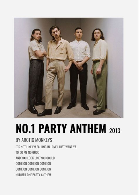 Number 1 Party Anthem, Number One Party Anthem, No1 Party Anthem Poster, Polaroid Posters Songs Arctic Monkeys, Arctic Monkeys No 1 Party Anthem, Arctic Monkeys Tbhc Poster, Vintage Music Posters Artic Monkeys, Party Anthem, Im Falling In Love