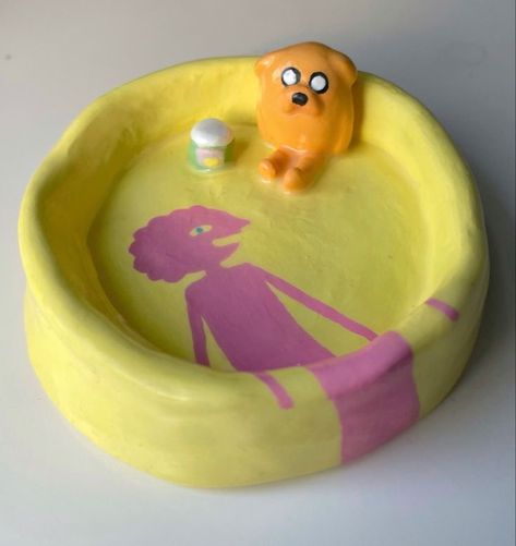 Trippy Air Dry Clay Projects, Adventure Time Air Dry Clay, Adventure Time Ashtray, Cool Ashtrays Air Dry Clay, Diy Air Clay Projects, Spongebob Ashtray, Air Dry Sculpture, Air Dry Ashtray, Adventure Time Clay Art