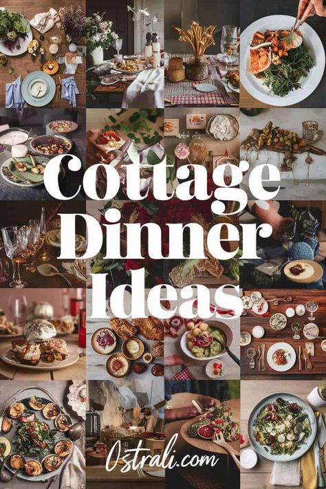 Discover 24+ mouthwatering cottage dinner ideas that will transform your mealtime into a cozy culinary experience. From hearty stews to comforting casseroles each recipe is designed to warm your heart and satisfy your taste buds. Embrace the charm of rustic cooking and create lasting memories with every delightful dish. Rustic Meals Dinners, Easy Cottage Meals Dinners, Easy Cabin Dinner Ideas, Cottage Cooking Aesthetic, Rustic Recipes Dinners, Fancy 3 Course Meal Ideas, Rustic Dinner Recipes, Cottage Core Meals, Cottagecore Routine