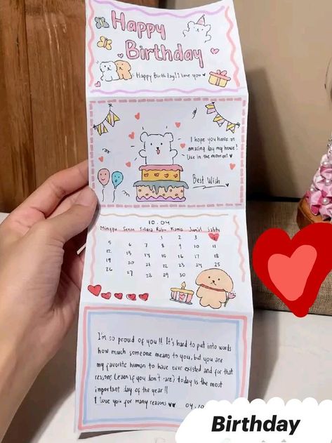 Penpal Ideas, Happy Birthday Cards Handmade, Hadiah Diy, Happy Birthday Cards Diy, Kraf Kertas, Diy Projects Gifts, Personalised Gifts Diy, Birthday Card Drawing, Book Crafts Diy