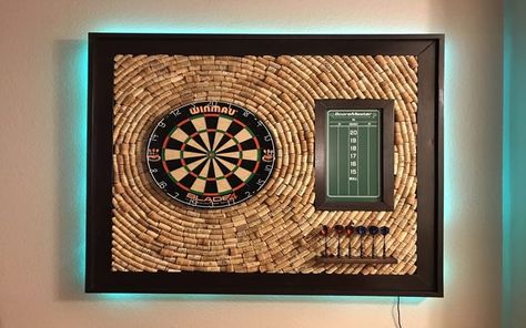 Wine Cork Dart Board, Cork Dart Board, Bullseye Target, Dart Board Cabinet, Dart Boards, Bar Table And Stools, Old Pub, Basement Bar, Cork Crafts